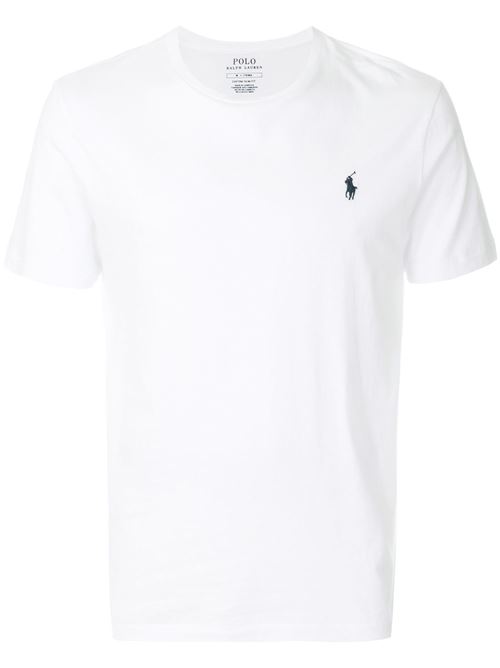 T-shirt con logo ricamato in cotone bianco Polo Ralph Lauren | 710680785003